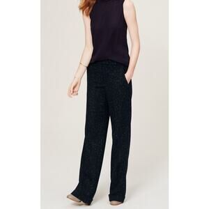LOFT Speckled Tweed Wide-Leg Pants Navy NWT Size 12